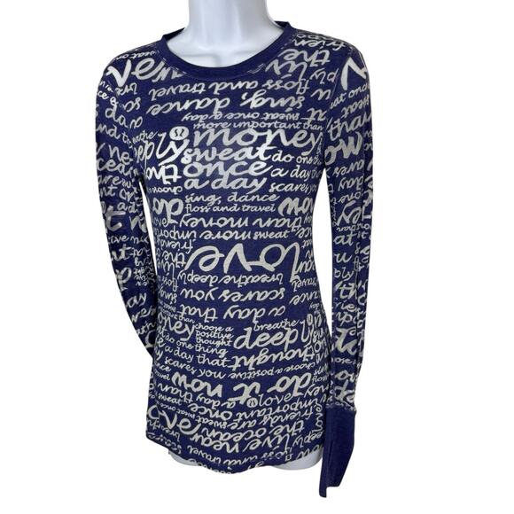 Lululemon Top Womens 6 Purple burnout manifesto mantra long sleeve sheer - Picture 4 of 7